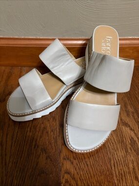Franco Sarto Double-Band Slide Sandals in light grey